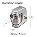 Hamilton Beach Electric Stand Mixer, 4 Quarts, Dough Hook, Flat Beater Attachments, Splash Guard 7 Speeds with Whisk, Silver