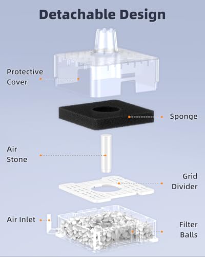 Image of Pawfly Aquarium Sponge Filter, Small Fish Tank Filter with Foam and Air Stone, Sponge Filter for Fish Tanks up to 5 Gallons (Air Pump Not Included)