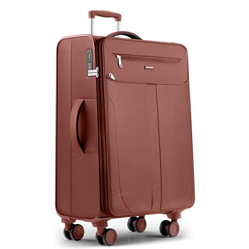 Travely Stoffkoffer XL - Großer Reisekoffer mit 4 Rollen und TSA Zahlenschloss - Leichter Weichschalen Koffer mit Dehnfalte Koffer Groß aus reißfesten und wasserabweisendem Material Trolley Groß