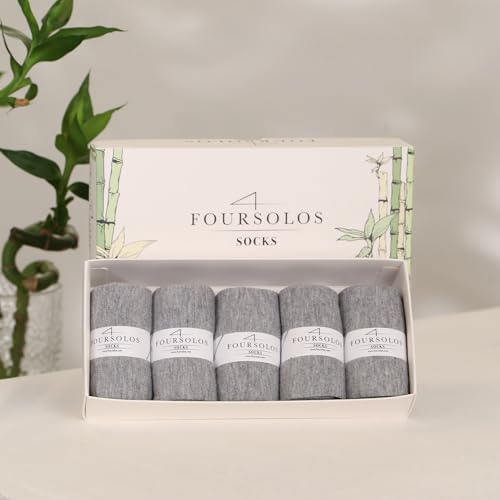 Image of Women's Bamboo Viscose Ankle Socks - 5-Pack Soft Breathable Lightweight Everyday Size 6-9, Black White and Gray