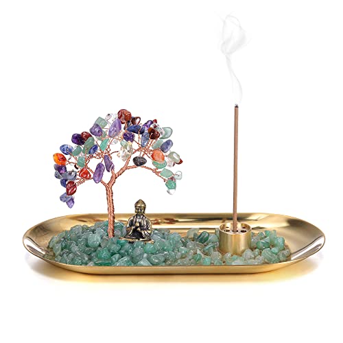 GEHECRST Räucherstäbchen Halter 7 Chakra Edekstein Lebensbaum...