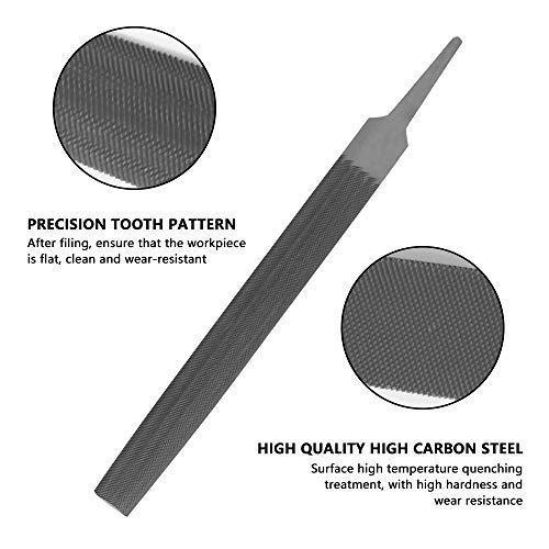 KALIM Half Round Medium Cut File, Double Cut Teeth, 6'' Length, Made of High Carbon Steel, Hand File without Handle Suitable for Wood, Metal, Sharpening, etc.