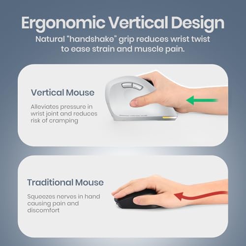 Portronics Toad Ergo 4 Vertical Wireless Mouse, White - Image 3