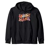spooky mama groovy halloween costume zucca floreale mamma felpa con cappuccio