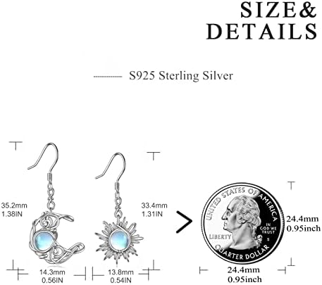 VONALA 925 Sterling Silver Moonstone Dangle Earrings Fine Jewellery Birthday Gifts for Women Girls
