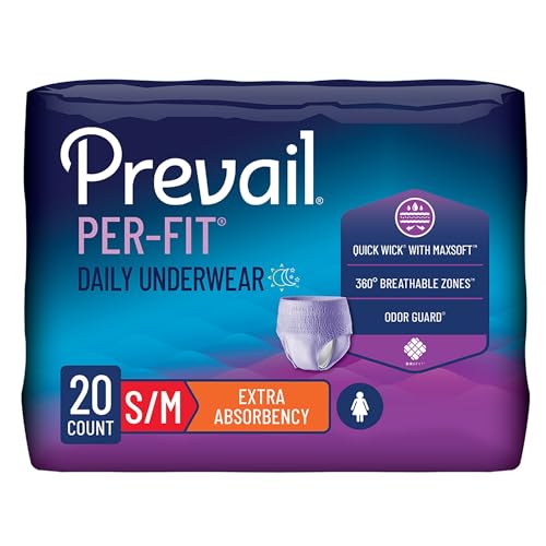 Prevail Per-Fit for Women Daily Protective Underwear, Pull-up Disposable Adult Diaper for Women, Extra Absorbency, Medium, 80 Count (4 Packs of 20)