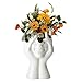 Plcnn Half Face Ceramic Vase 8 Inch White Girl Head Vase, Modern Sculpture White Planter Pot for Home Living Room Office Table Centerpiece Decor