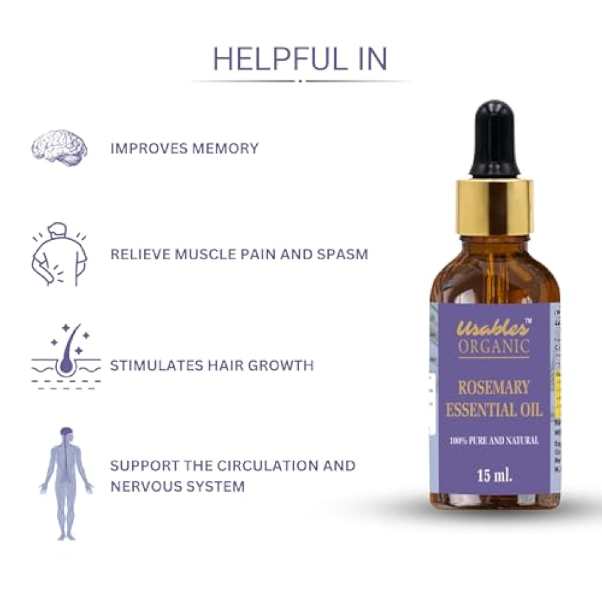 Organic Rosemary Essential Oil, 100% Pure (15ml)