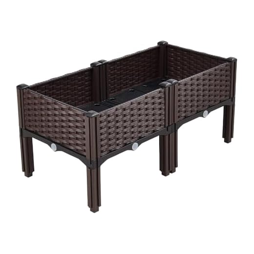 Warmiehomy Raised Garden Bed, Raised Garden Kit with Drainage Holes, Polypropylene Outdoor Elevated Planter Box for Growing Plants, Vegetables, Flowers and Herbs, 80x40x37cm, Brown