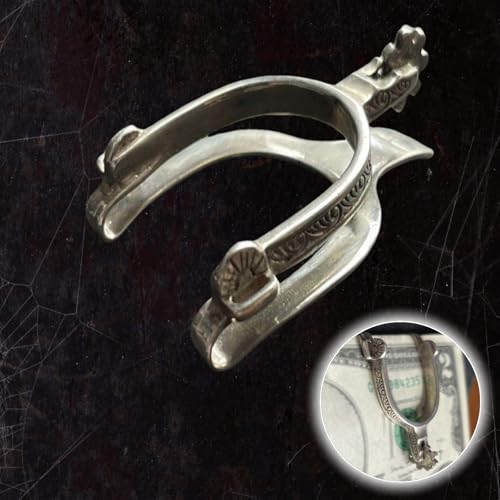 Vintage Western Spurs Silver Money Clip, Personalised Hand Engraved Metal Money Clip, Western Theme Metal Cash Clip Bill Storage Holder, Love Horse Theme Gift3