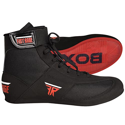 FISTRAGE Leather Kick Boxing Shoes Fighting Sports Master Training Mesh Unisex Pro Men's and Youth Genuine Boot Light Weight | Black Color Boxing Shoes for Adults (Black Low-Top, 41) by FISTRAGE FR - Image 3