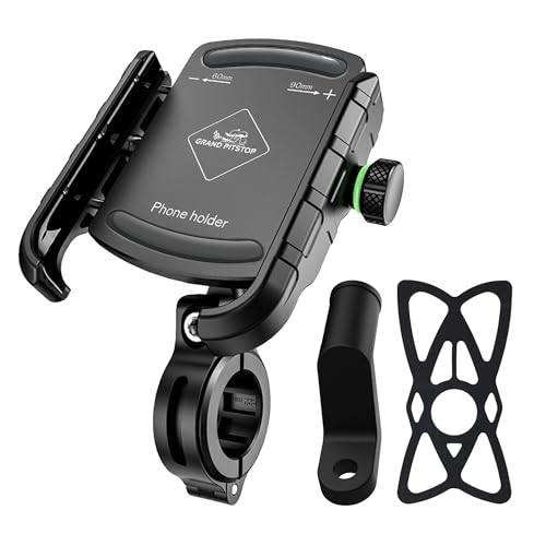 Image of GRAND PITSTOP Mobile Holder for Bikes | (Black - Jaw Grip 360 Rotation) | Phone Mount for Motorcycle, Bicycle, Scooter | GPS Navigation Support | Anti-Slip Clamp | Sturdy Build