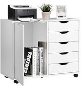 SILKYDRY Lateral File Cabinet, 5 Drawers Chest & 1 Side Cabinet, Rolling Storage Cabinet for Home...