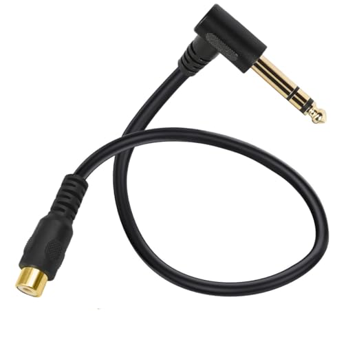 HUHANGGod Cavo audio da RCA a 6,35 mm, 90 gradi a destra, attacco da 1/4 stereo TRS maschio a RCA femmina, per mixer, microfono (30 cm) (stereo da 6,35 mm)