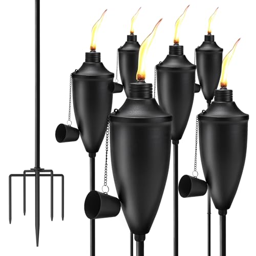 Garden Torch Set of 6 with 22oz Citronella Torches