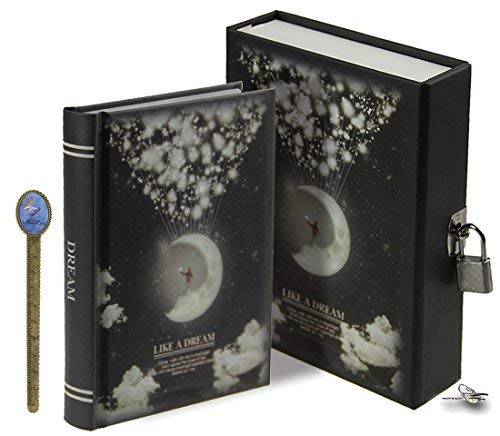 Like a Dream 月光パターン スケッチ ライティング ロック可能 288 ページ DaiJournal 秘密日記 収納ケース付き A6 カラー ランダムに発送