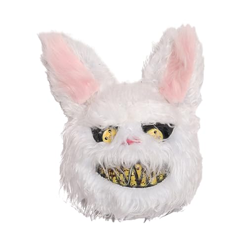 CHUNLINLAODA-Halloween Gruselige Häschen Maske gruselige Blutige Hasenmaske Blutige Kaninchen Maske Horror Hasenmaske Blutige Hasenmaske pelzige Hasenmaske für Erwachsene Halloween Cosplay (Weiß) CHUNLINLAODA-Halloween Gruselige Häschen Maske gruselige Blutige Hasenmaske Blutige Kaninchen Maske Horror Hasenmaske Blutige Hasenmaske pelzige Hasenmaske für Erwachsene Halloween Cosplay (Weiß)