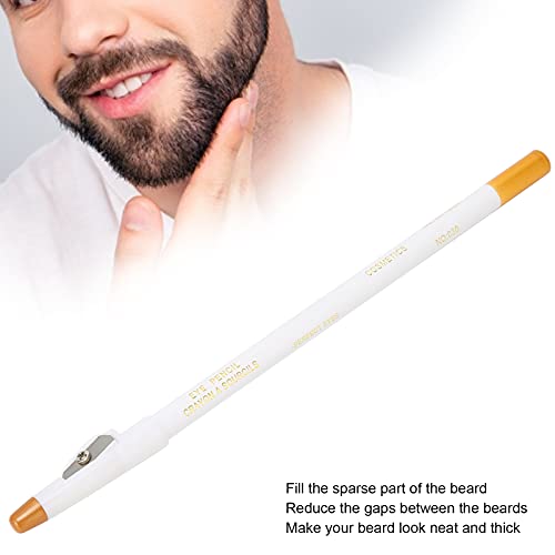 Penna Riempitiva per Barba Uomo, Riempitivo Professionale per Matita per Barba Dotato di Temperamatite per Modellare la Barba (Bianco)