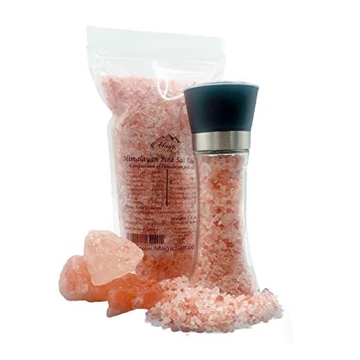 200 g kvarn + 1 kg påfyllningsväska 100 % ren rosa Himalaya bergsalt (grov) naturlig premiumkvalitet oförfinad vegan, glutenfritt bordssalt