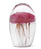 Dynasty Gallery Rose Gold Glow in The Dark Hand Blown Glass Jellyfish Paperweight by