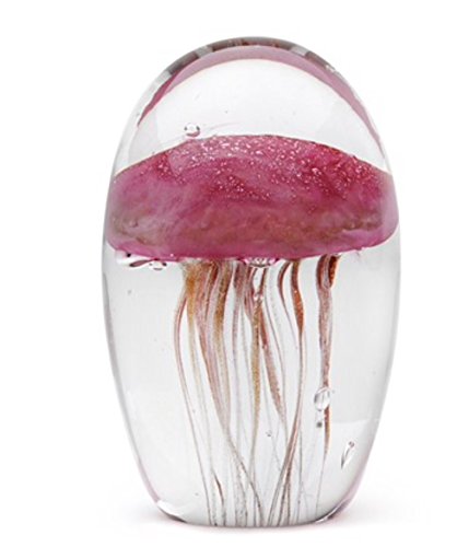 Dynasty Gallery Rose Gold Glow in The Dark Hand Blown Glass Jellyfish Paperweight by