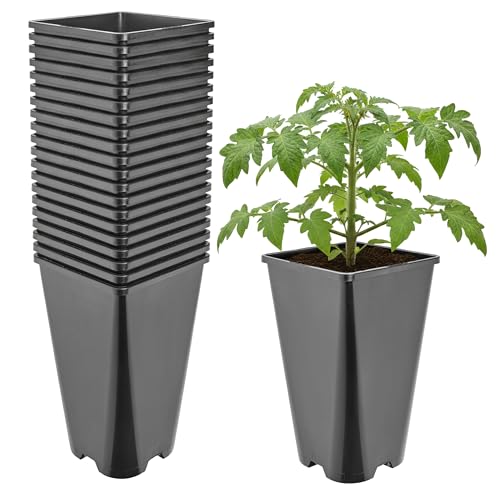 Garronda Maceta de plástico Alta 13,5 x 13,5 x 23 cm (3 L) Set de 20 Cuadrada con Orificios de Drenaje Maceta de PP para jardín Invernadero balcón Cultivo Interior y Exterior Negro GD-0201