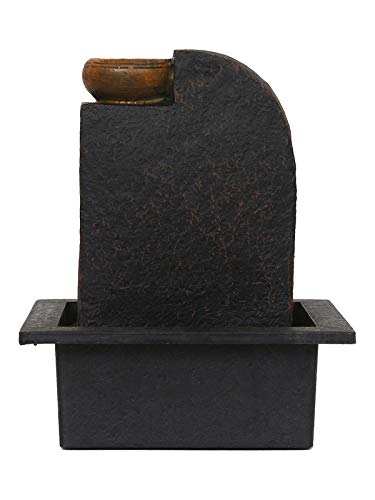 Image of Polyresin Golden Brown Namaskara Mudra Buddha Indoor Table Top Home Decor 3 Steps Water Fountain with Multicolour LED & Speed Controller Pump (Size: 25 x 21 x 18.5CM |Weight: 1170grm)