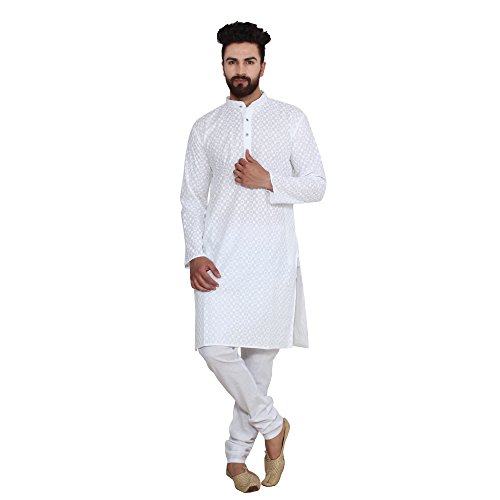 Image of SOJANYA Men's Silk Blend Kurta for Navratri | Paisley Print Regular Fit Ethnic Kurta for Festival & Puja
