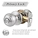 Probrico Brushed Nickel Interior Door Knob, Privacy Door Knob for Bathroom Bedroom, Stainless Steel Door Knob with Lock for Interior Door, 1 Pack