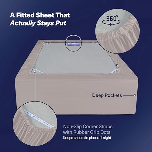 Kickoff Viscose Bamboo Sheets California King Size 4-pc 100% Organic Bamboo Viscose Bed Cooling Sheets Cal King Set Cool Bedding for hot Sleepers Sheet, Flat, Fitted, Pillowcases (Grey Mist, CK)