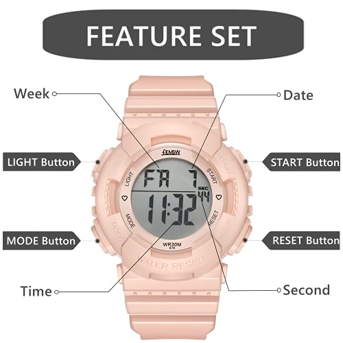 Fembw Kids Digital Watches For Boys Girls, Sport Waterproof Watch With Led Backlight Stopwatch Alarm And Date For Teens Women Ladies, 12/24 Hour Outdoor Multifunctional Watch #TOP2