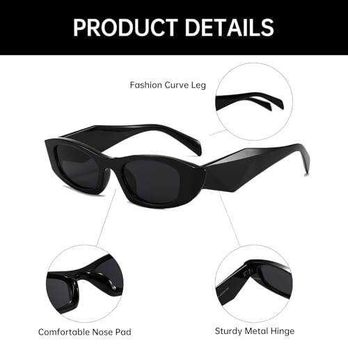 YAMEIZE Retro Narrow Rectangle Sunglasses for Women Men Vintage 90s Thin Rectangular Sunglasses UV4004
