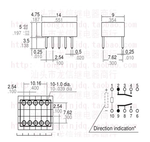 Relé TQ2-12V P-12 de 10 pines con alta estabilidad de conmutación 12V 2