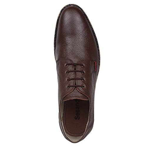 Image of SeeandWear Formal Shoes for Mens. Brown Pure Leather Branded Pointed with lace up Shoe.