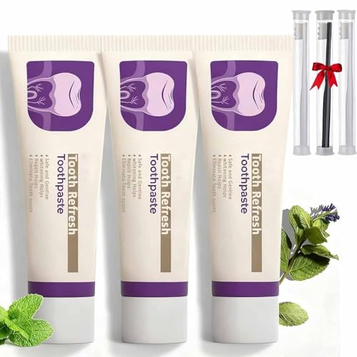 Natural Tooth Refresh Toothpaste,Gentle Mint Formula, Remove Coffee,Tea & Wine Stains,Teeth Cleaning,For Men And Women (f-3Pcs, 