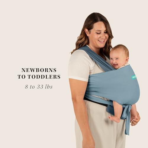 Moby Baby Wrap Carrier Easy-Wrap for Newborns to Toddlers (8-33lbs), Infant Sling Carrier, Lightweight & Hands Free Design for Mom and Dad, Adjustable for All Body Types (Sea Spray Blue) by Moby - Used condition - Image 7