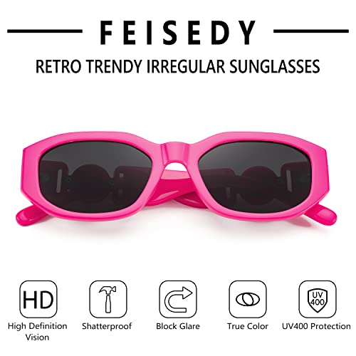 Image of FEISEDY Retro Trendy Rectangle Sunglasses Women Men Narrow Shades B2322 | |Vintage Shades |UV400 Protection |Blocks Glare |Women & Men |Comes With A Storage Case
