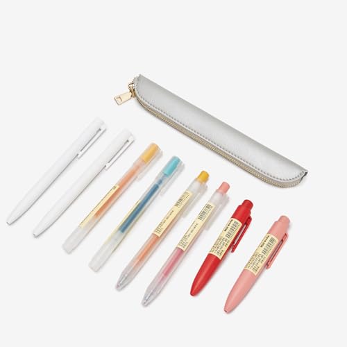 Image of Slim Pencil Case Skinny Pen Case Pen Pouch (FL Pearl Silver)