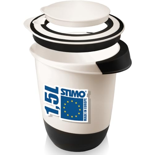 Stimo Sahnebecher Rührschüssel 1,5L mit Deckel + Rühröffnung Stoppboden antirutsch aus Kunststoff spülmaschinenfest Back - Schüssel (1,5L (1er))