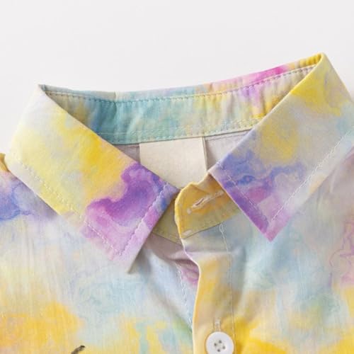 Kids Boys Polo Shirt Breathable Short Sleeve Classic Polos Toddler Tropical Floral Graphic Shirt (Pink-1, 3-4 Years)3