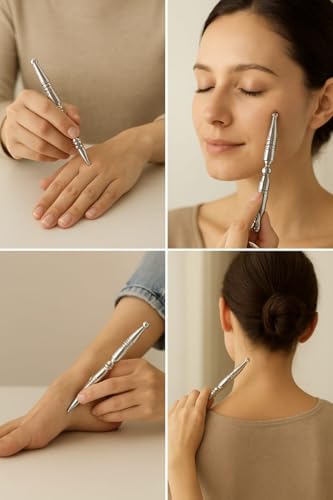 Image of Stainless Steel Acupressure Massage Tool, Therapeutic Design, Reflexology Point Stimulator