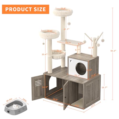 Árbol para gatos con escondite para arena y rascadores miniatura 2