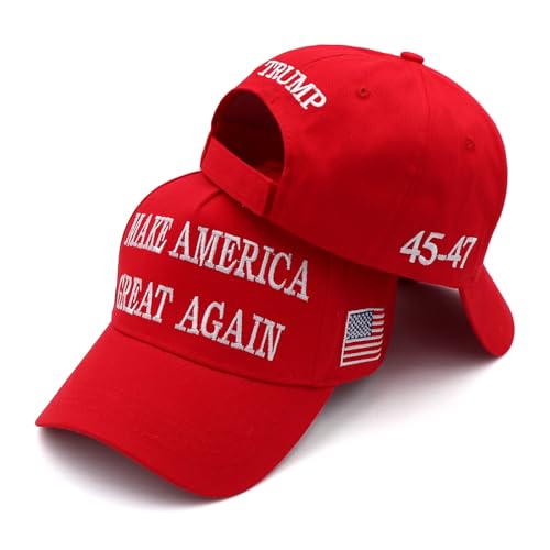 trump Donald Trump Merchandise 45-47 Make America Great Again Hat 2024 USA Flag Baseball Cap 2 Stück rot Einheitsgröße