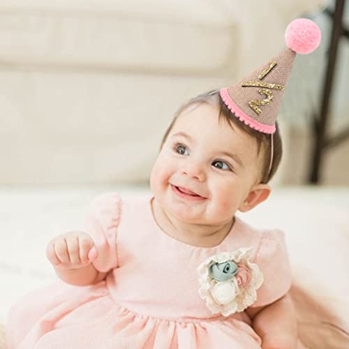 Baby's Cone Pink Half birthday Crown - 1/2 Birthday Party Decor for Baby Show，Cone Cap for Handmade，Birthday Crown Cap for Baby Girls.3
