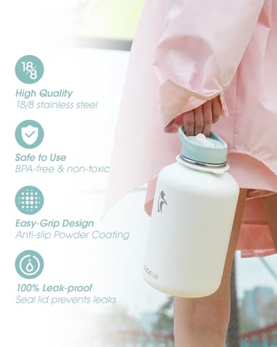 Image of Coolflask Half Gallon Water Bottle Insulated Stainless Steel with Strap