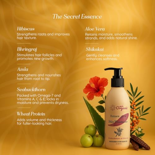 Image of Botani Glow Hair Conditioner- With Seabuckthorn, Hibiscus, Aloe Vera & Wheat Protein | Reduces Hair fall, Adds Volume, Repairs Damaged Hair, Revives Dull Hair with Frizz-Free Smoothness & Healthy Sheen | Paraben-Free |250 ml