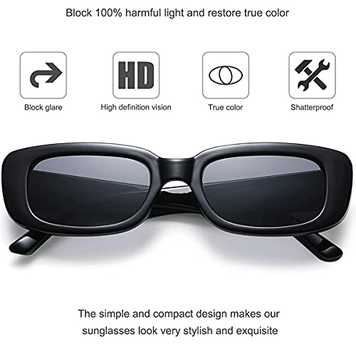 Image of IFLASH Rectangle Sunglasses for Women Retro Driving Glasses 90s Vintage Fashion Narrow Square Frame UV400 Protection Glasse
