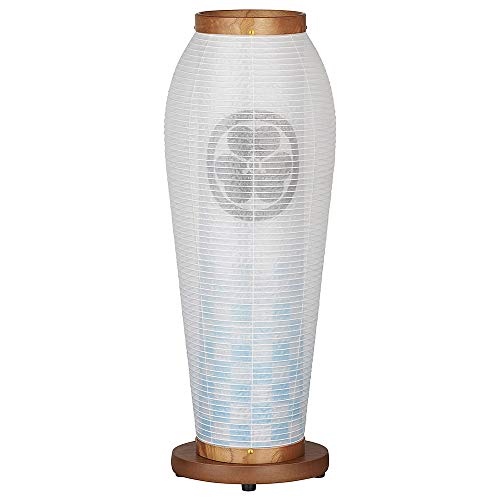 仏壇屋 滝田商店 【盆提灯・家紋】 家紋入り モダン盆提灯 はごろも2号 水色市松 LED コードレス 2122-9 (一個)◆高さ47cm×巾17cm◆ミニサイズの家紋入盆提灯【滝田商店発行 証明書付】