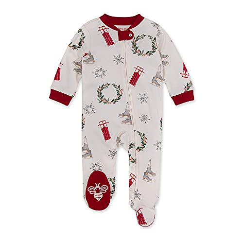 Image of Burt's Bees Baby unisex-baby Sleep & Play, Organic One-piece Romper-jumpsuit Pj, Zip Front Footed Pajama