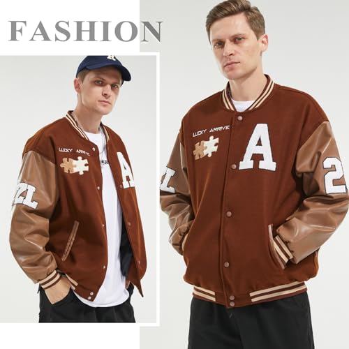 Mens Varsity Jacket Baseball Bomber Jacket Vintage Unisex Streetwear Coats with Patchwork Hipster Utility Tops2